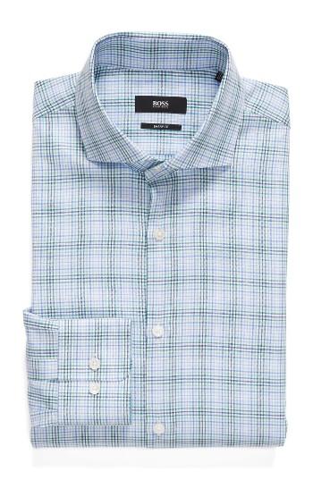 Men's Boss Mark Sharp Fit Check Dress Shirt .5 R - Green