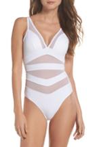 Women's Ted Baker London Illiana Mesh Detail One-piece Swimsuit - White