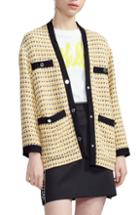 Women's Maje Visidore Contrast Detail Tweed Cardigan Us / 42 Fr - Yellow