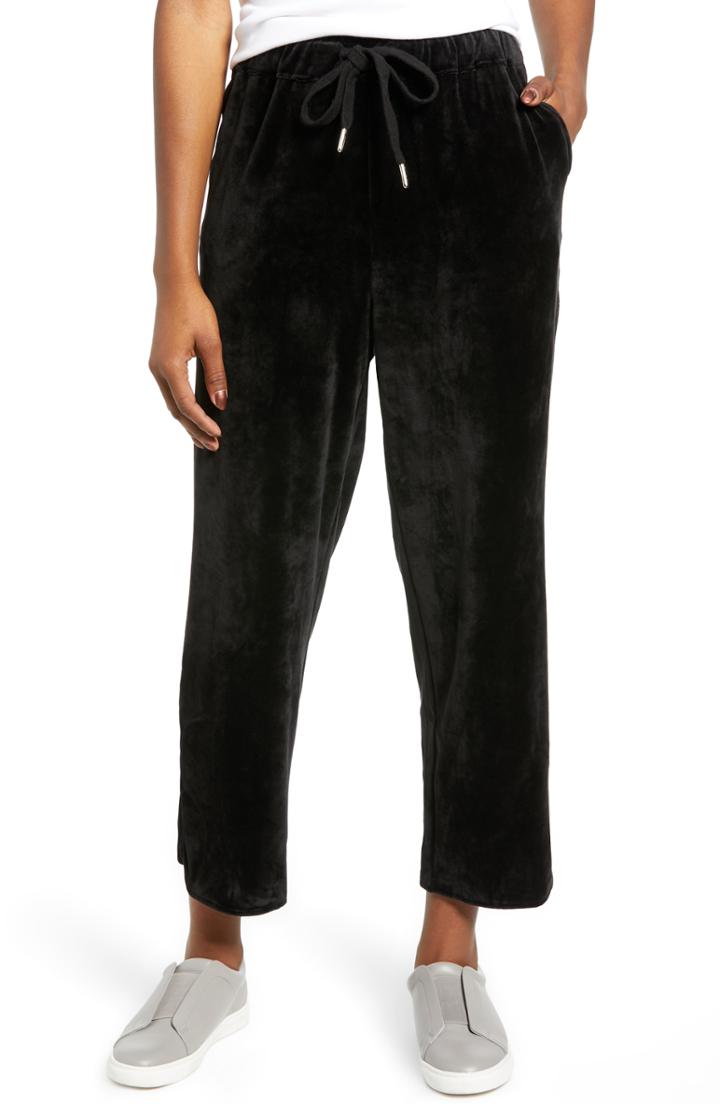 Women's Caslon Off Duty Velour Pants - Black