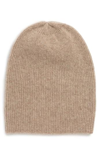 Women's Halogen Slouchy Cashmere Beanie - Brown