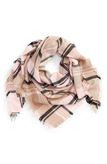 Women's David & Young Plaid Triangle Scarf, Size - Pink