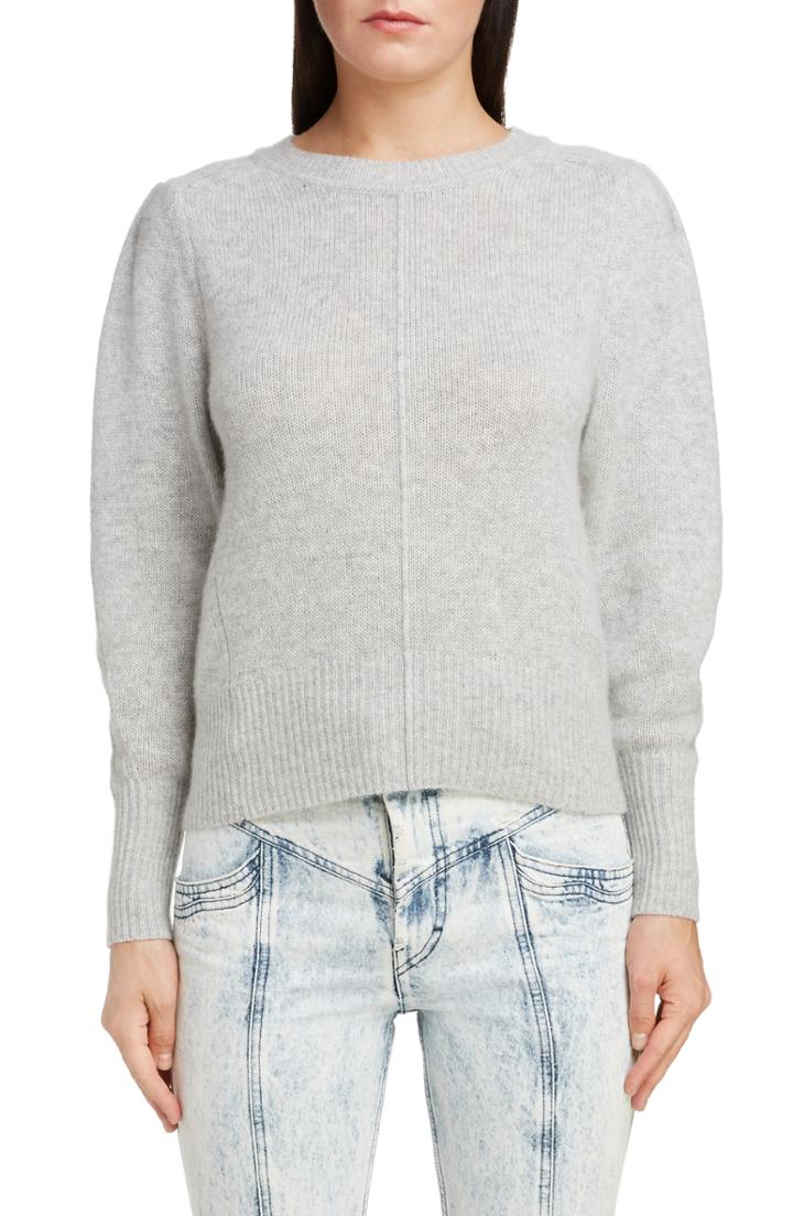 Women's Isabel Marant Puff Sleeve Cashmere Sweater Us / 34 Fr - Grey