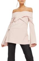 Women's Topshop Off The Shoulder Tunic Us (fits Like 0) - Pink
