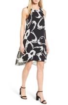 Women's Vince Camuto Floral Chiffon Shift Dress - Black
