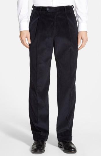 Men's Berle Pleated Corduroy Trousers X 30 - Blue