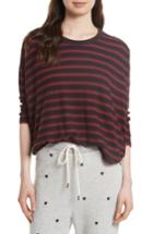 Women's The Great. The Square Stripe Cotton Tee - Burgundy