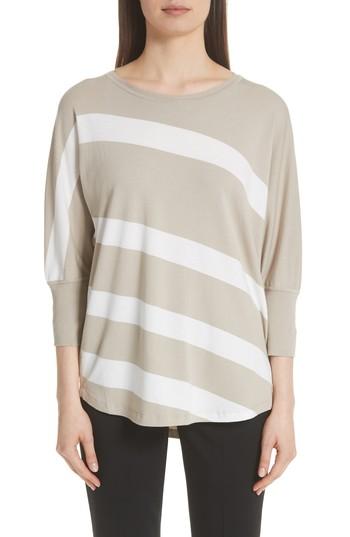 Women's Lafayette 148 New York Stripe Sweater, Size - Beige