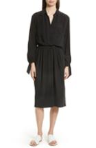 Women's Vince Silk Slit Back Shirtdress - Black