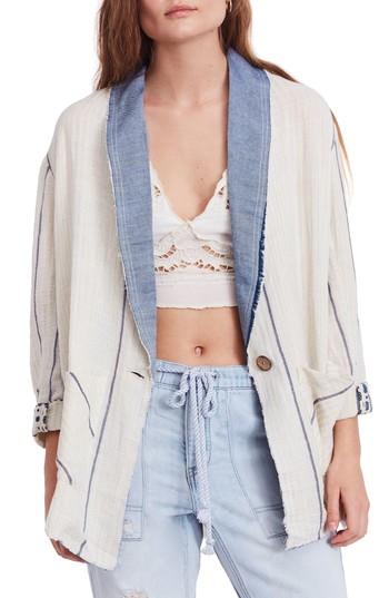 Women's Free People Aria Denim Collar Blazer - Ivory