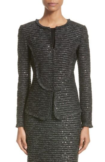 Women's St. John Collection Sparkle Wave Tweed Knit Jacket