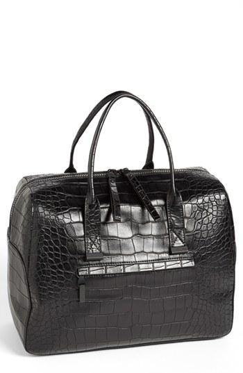 French Connection 'animal Mania' Croc Embossed Faux Leather Satchel