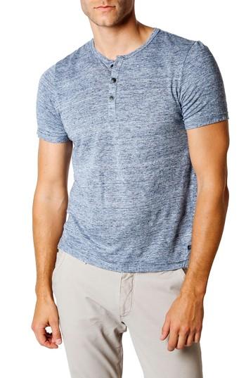 Men's Good Man Brand Trim Fit Heathered Jersey Henley - Blue