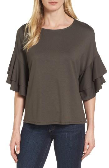 Women's Halogen Double Ruffle Sleeve Top - Green