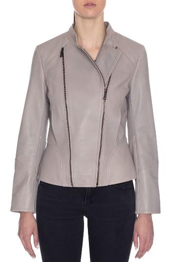 Women's Tahari Carry Dual Zip Front Leather Jacket