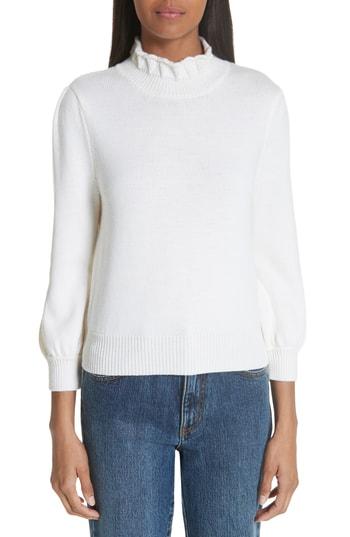 Women's Co High Collar Wool Sweater - Ivory