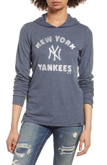 Women's '47 Campbell New York Yankees Rib Knit Hooded Top - Black
