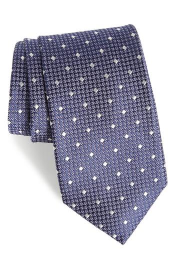 Men's Nordstrom Men's Shop Contrada Dot Silk Tie, Size - Blue