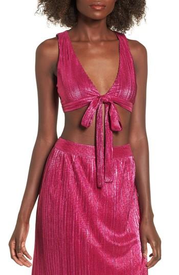 Women's For Love & Lemons Marion Tie Crop Top - Pink