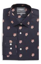 Men's Bonobos Tiger Head Slim Fit Stretch Print Dress Shirt .5 32 - Black