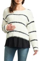 Women's Maternal America High/low Layered Maternity Sweater