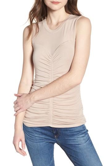 Women's Trouve Shirred Tank, Size - Beige