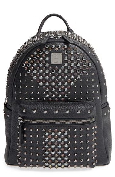 Mcm 'small Stark Special' Swarovski Crystal Embellished Leather Backpack -