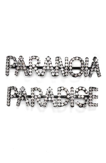 Ashley Williams Paranoia/paradise Set Of 2 Crystal Bobby Pins, Size - Metallic