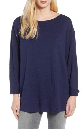 Women's Caslon Boxy Boatneck Tee, Size - Blue