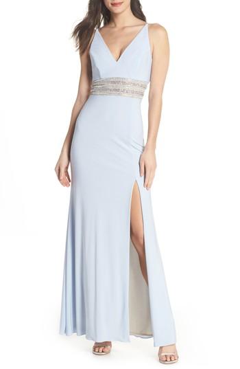 Women's Xscape Beaded Waist Gown - Blue