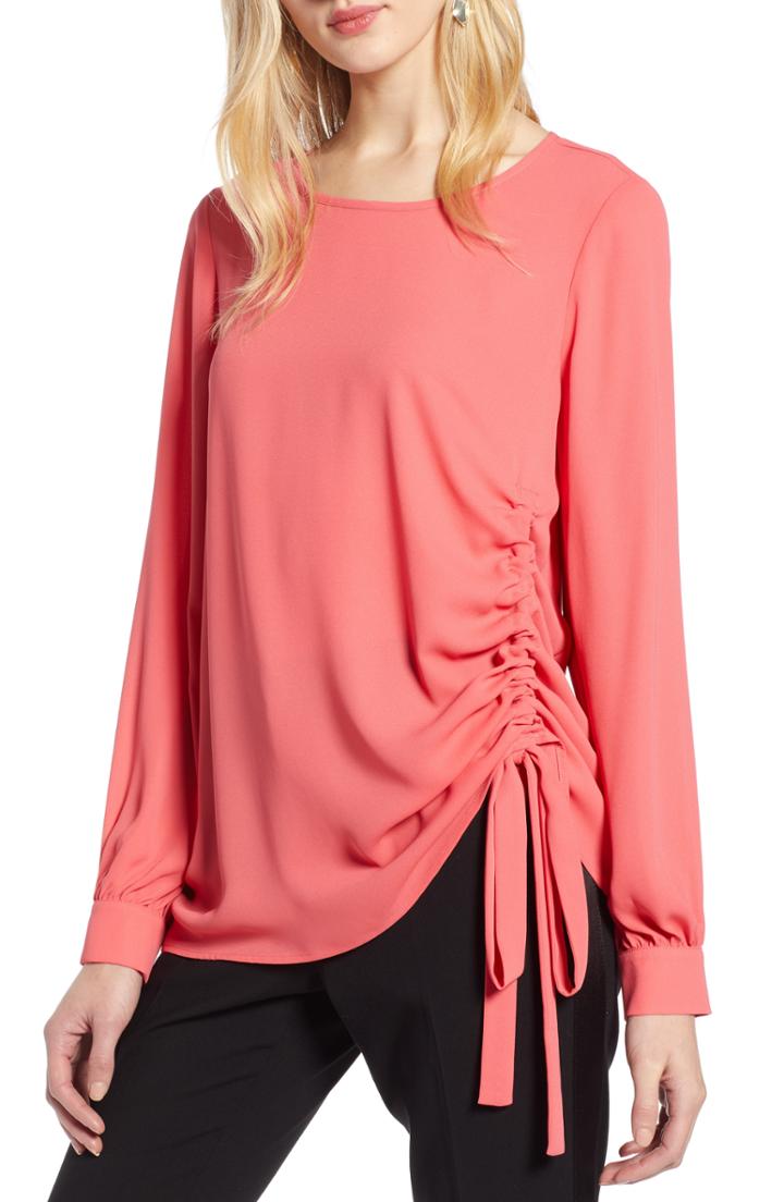 Women's Halogen Side Cinch Top - Coral