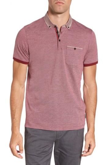 Men's Ted Baker London Leeds Oxford Modern Slim Fit Polo (s) - Red