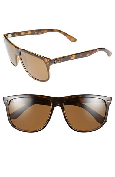 Men's Ray-ban 'boyfriend' 60mm Polarized Sunglasses - Light Havana/ Brown P