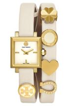 Women's Tory Burch 'saucy' Double Wrap Leather Strap Watch, 25mm