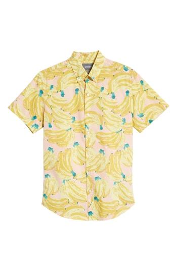 Men's Bonobos Riviera Slim Fit Banana Print Sport Shirt R - Pink