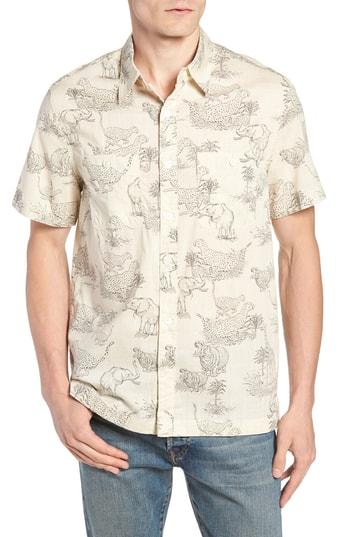 Men's J.crew Regular Fit Safari Print Sport Shirt R - Beige