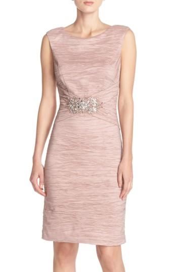 Women's Eliza J Embellished Taffeta Sheath Dress - Pink