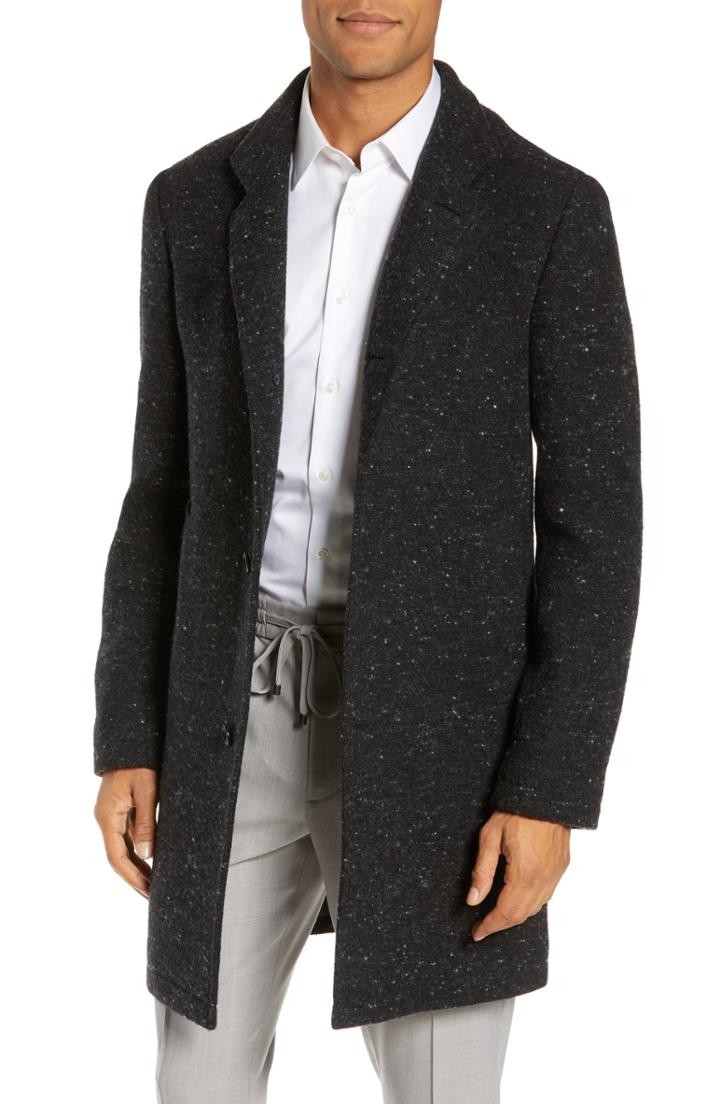 Men's Club Monaco Loukas Nep Flecked Topcoat - Grey