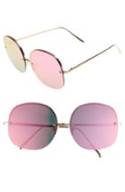 Women's Leith 62mm Mirror Lens Rimless Sunglasses - Gold/ Mirrored