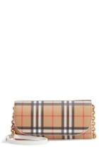 Women's Burberry Henley Vintage Check Wallet On A Chain - White