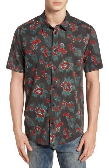 Men's Rvca Mcmillan Floral Woven Shirt - Black