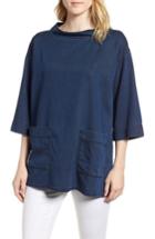 Women's Eileen Fisher Boxy Soft Cotton Top, Size - Blue