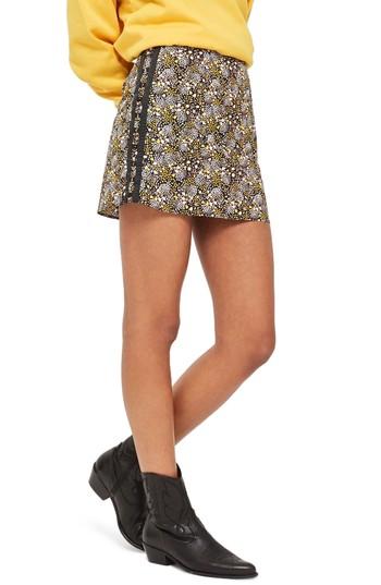 Women's Topshop Ring Detail Miniskirt Us (fits Like 0) - Black