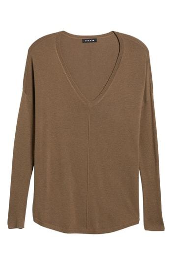 Women's Trouve 'everyday' V-neck Sweater, Size - Brown