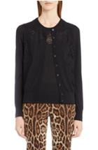 Women's Dolce & Gabbana Lace Inset Cashmere Blend Cardigan Us / 46 It - Black