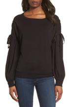 Women's Halogen Ruched Bow Sleeve Top - Black