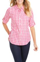 Women's Foxcroft Reese Crinkle Gingham Shirt - Pink