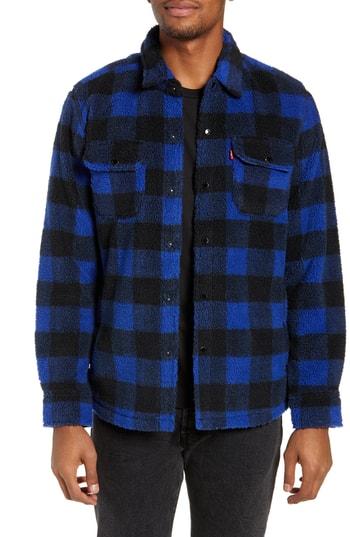 Men's Levi's Plaid Fleece Shirt - Blue