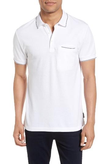 Men's French Connection Pique Polo - White