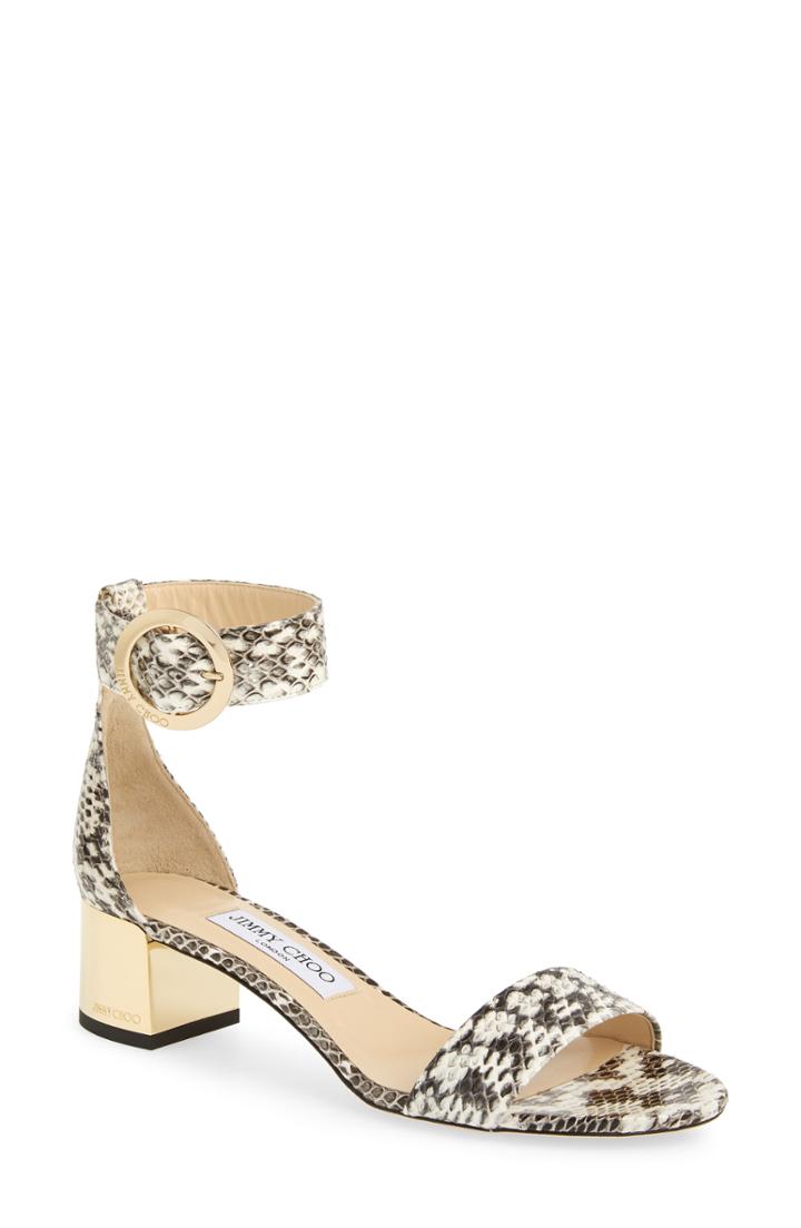 Women's Jimmy Choo Jaime Genuine Snakeskin Ankle Strap Sandal Us / 34eu - Grey